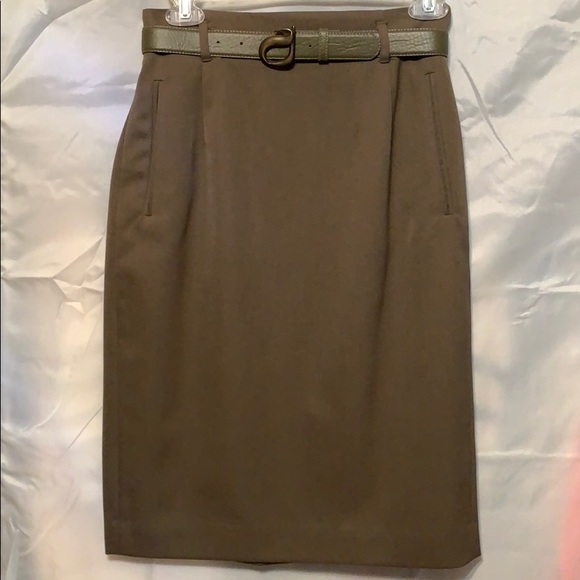 Rafaella Dresses & Skirts - Green midi skirt with belt